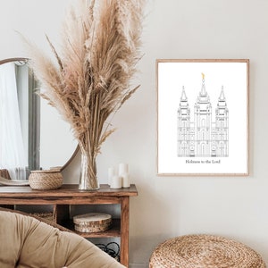 Simple Line Drawing Salt Lake City Temple - physical print
