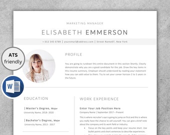 Executive Resume Template 2023 | Professional Simple Modern Minimalist Resume Template for Word | ATS Resume with Photo Picture