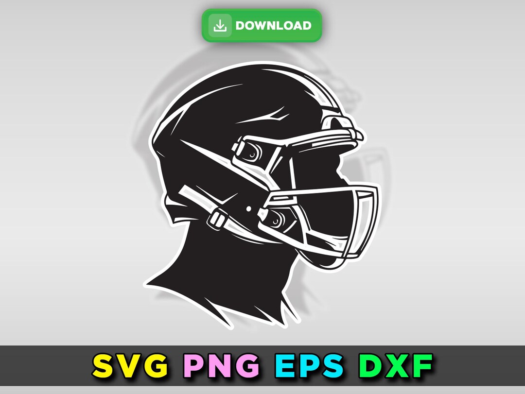 Casco de fútbol americano, máscara facial, jugador, SVG, silueta, Cricut,  archivo, clip art, descarga, EPS, DXF, png - Etsy México, image size:1080x811