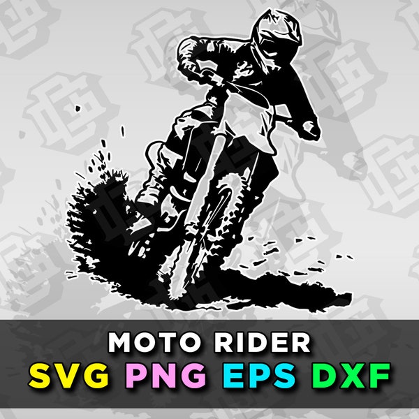 Motocross Racing SVG Motorcycle Silhouette Clip Art Design for Cricut Dirt Bike Cut File Vector Files Sublimation PNG DXF Eps
