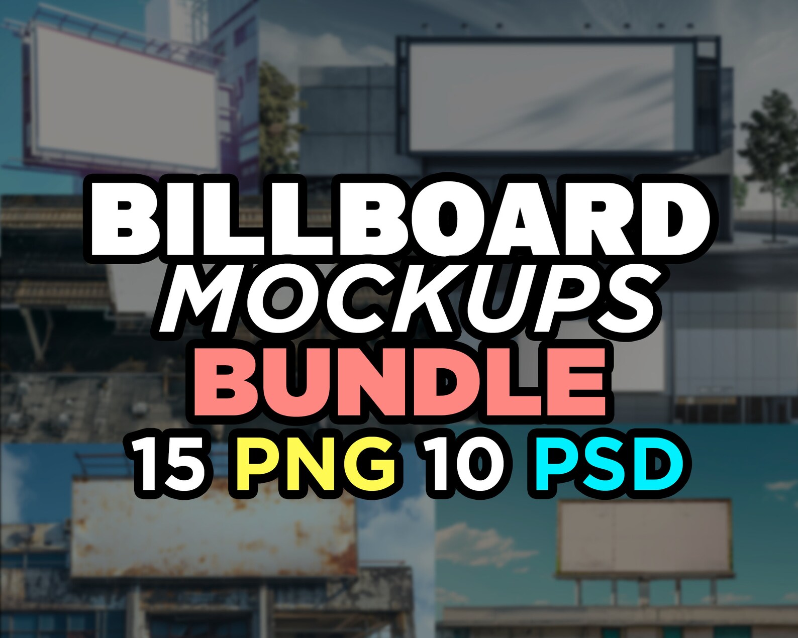 Billboard Smart Mockup & Sign Signage PNG PSD Bundle Photoshop Outdoor ...