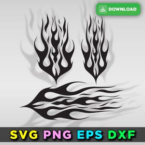 Flames Stencil Outline Silhouette Ghost Flame Fire Tattoo Car Motorcycle Cricut png dxf Flames vector file decal design SVG EPS DOWNLOAD