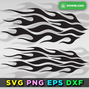Flames Stencil Outline Silhouette Ghost Flame Fire Tattoo Car Motorcycle Cricut png dxf Flames vector file decal design SVG EPS DOWNLOAD