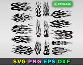 Flames 16 Stencil Outline Silhouette Ghost Flame Fire Tattoo Car Motorcycle Cricut png dxf Flames decal design SVG EPs PACK DOWNLOAD