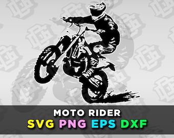 Motocross Wheelie SVG Motorcycle Silhouette Clip Art Design for Cricut Dirt Bike Moto Rider Cut File Vector Files Sublimation PNG DXF Eps
