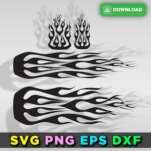 Flames Stencil Outline Silhouette Ghost Flame Fire Tattoo Car Motorcycle Cricut png dxf Flames vector file decal design SVG EPS DOWNLOAD