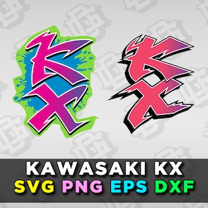 90s Retro Kawasaki KX SVG PNG DXf eps Logo Download for Cricut Motocross Cut File Vector Files KX60 KX80 KX85 KX100 KX125 KX250 KX500