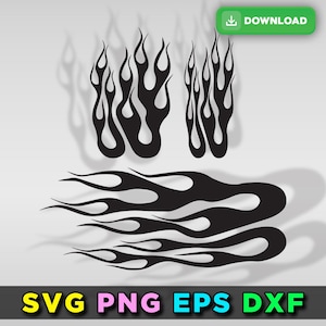 Flames Stencil Outline Silhouette Ghost Flame Fire Tattoo Car Motorcycle Cricut png dxf Flames vector file decal design SVG EPS DOWNLOAD