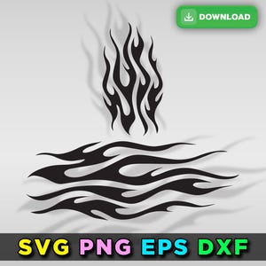 Flames Stencil Outline Silhouette Ghost Flame Fire Tattoo Car Motorcycle Cricut png dxf Flames vector file decal design SVG EPS DOWNLOAD