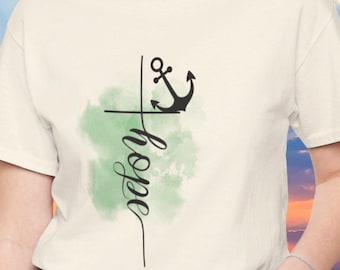 Hope Anchor Cross Short Sleeve Tee Shirt, Gift for Loved One, Christian Hope T Shirt, Religious Hope Anchor T-Shirt
