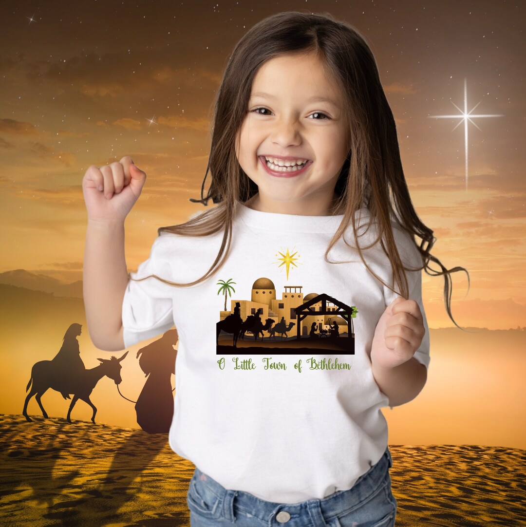 Kids Christmas Nativity Tee Shirt O Little Town of Bethlehem Etsy