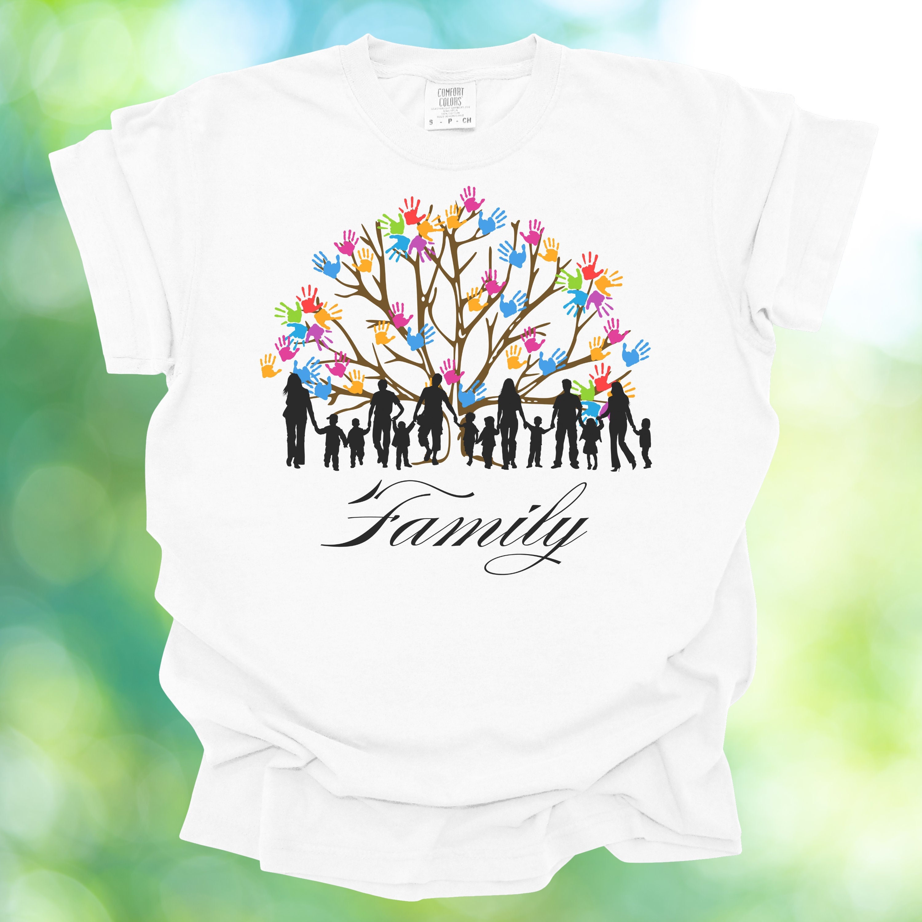 Family Tree Garment-dyed T-shirt, Gift for Family Member, Hand