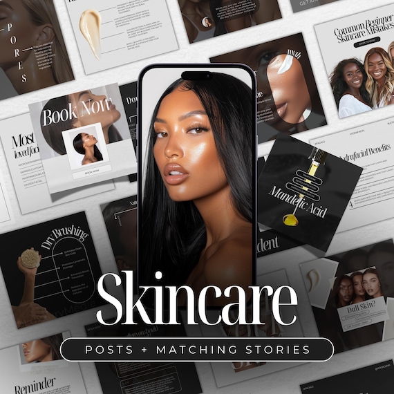 Luxury Skincare Instagram Templates | Esthetician Social Media Posts | Medspa Templates | Skincare Posts | Acne Posts | Skincare Templates
