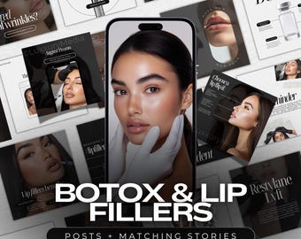 100+ Lip Filler & Botox Instagram Templates | Nurse Injector Social Media Posts | Aesthetic Nurse Posts | Medspa Templates | Skincare Posts