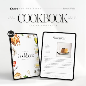 Modelo de livro de receitas Canva, modelo de livro de receitas familiar, livro de receitas digital Canva, modelo de livro de receitas editável, livro de receitas para impressão, livro de receitas