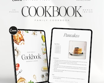 Kochbuch Canva Vorlage, Familienkochbuch Vorlage, Digitales Coobook Canva, bearbeitbare Rezeptbuchvorlage, druckbares Rezeptbuch, Rezeptbuch