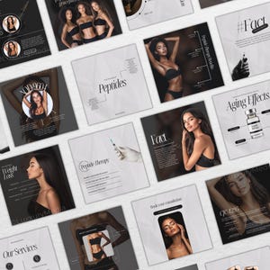 May include: A collage of images promoting peptide therapy for weight loss and anti-aging. The images feature women with different skin tones and hairstyles, along with text about the benefits of peptide therapy. The text includes the words "Peptides", "Peptide Therapy", "Aging Effects", "Weight Loss", "Fact", and "Book your consultation".