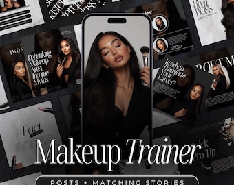Plantillas de Instagram para maquilladores/Publicaciones en redes sociales para instructores de maquillaje/Folleto de clases magistrales de maquillaje/Publicaciones de clases de maquillaje/Folleto de instructores de maquillaje