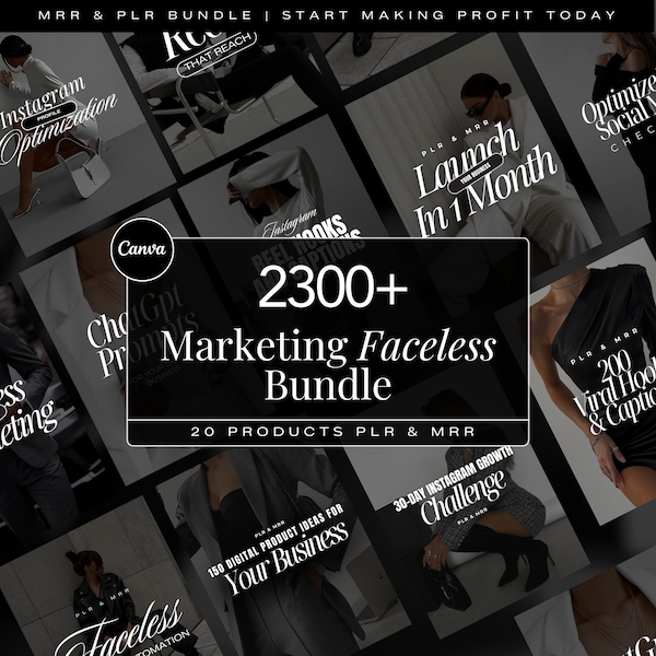 2000+ Faceless Digital Marketing Bundle | PLR Digital Products Bundle | Done-for-you faceless bundle | MRR Faceless Product | Passive Income