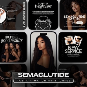 Semagluetide Weight Loss Instagram Templates, Medspa Template, Weight Loss Social Media Posts, Medical Weight Loss Posts, Semagluetide Posts