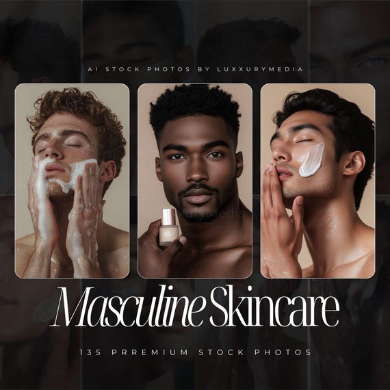 Men Skincare Stock Photos | Men Models Skincare | Male Models Images | Male Model Skincare | Portraits Men Skincare | Diverse Men Models