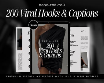 200 Viral Hooks and Captions Ebook with PLR | Done For you Instagram Marketing Ebook | Digital Marketing Ebook PLR & MRR | Social Media Hook