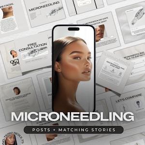 Microneedling Instagram Templates | RF Microneedling Posts | Medspa Posts | Skincare Templates | Esthetician Posts | Facial Treatment Post