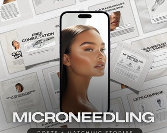 Microneedling Instagram Templates | RF Microneedling Posts | Medspa Posts | Skincare Templates | Esthetician Posts | Facial Treatment Post