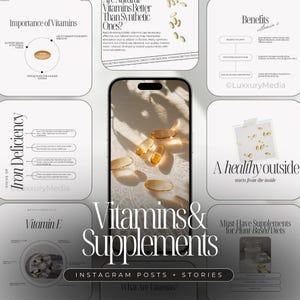 Vitamins Instagram Templates | Supplements Posts | Nutrition Social Media Coach | Nutrition Coach Templates | Vitamins and Supplements Posts