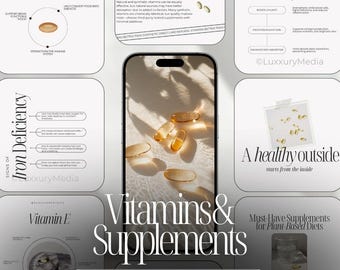 Vitaminen Instagram-sjablonen | Supplementen Berichten | Voedingscoach sociale media | Sjablonen voor voedingscoaches | Berichten over vitamines en supplementen