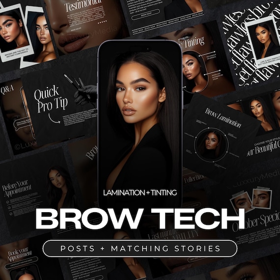 Brow Tech Instagram Templates | Brow Tech Social Media Posts | Brow Lamination Post | Brow Tinting Templates | Brow Tech Marketing Templates