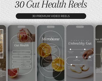 30 Gut Health Instagram Reels | Nutrition Video Reels | Gut Health Social Media Posts | Wellness Coach Reels | Health Coach Posts | Holistic