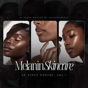 Melanin Skincare Stock Photos | Stock Photos With MRR + PLR | Skincare Instagram Templates | Skincare Beauty Photos MRR | Digital Marketing