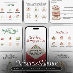 Skincare Christmas Templates, Esthetician Skincare Christmas Posts, Christmas Social Media Posts, Christmas Skincare Instagram Templates