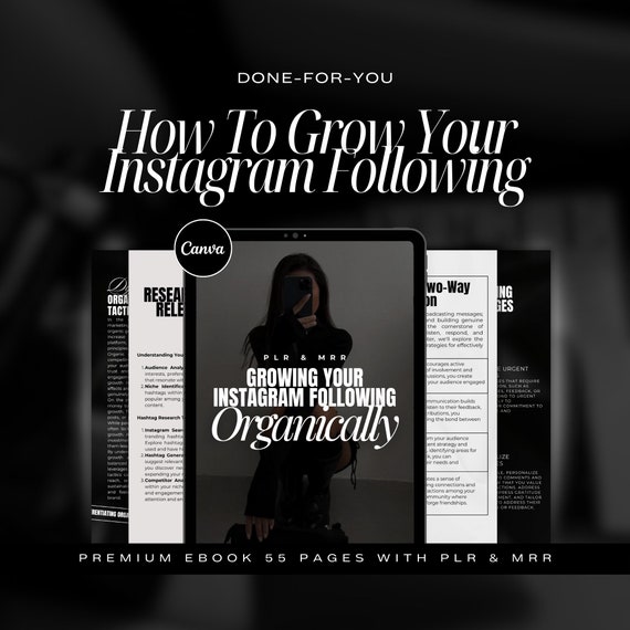 Grow Instagram Followers Ebook | PLR Faceless Ebook | Faceless Ebook Template | Done For You Ebook with MRR