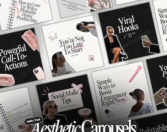 Trendy Instagram Carousel Template | Aesthetic Carousel Posts | Viral Carousel Template PLR | Faceless Instagram Template Carousel Cozy