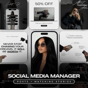 Social Media Manager Instagram Templates | Digital Marketing Social Media Posts | Coach Templates | Digital Marketing Agency Canva Posts