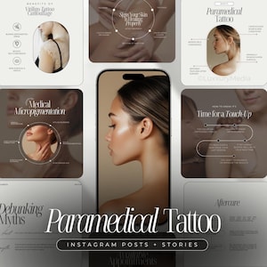 Modelli Instagram per tatuaggi paramedici / Post per il camouflage delle cicatrici / Modello per trucco permanente / Post per tatuaggi medici / Micropigmentazione medica