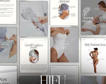 Plantillas de Instagram HIFU / Publicaciones en redes sociales sobre lifting facial HIFU / Plantilla de tratamiento facial / Publicaciones de cuidado de la piel en Instagram / Publicaciones de HIFU en Instagram
