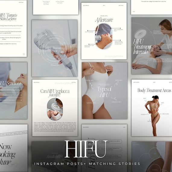 HIFU Instagram Templates | HIFU Facelift Social Media Posts | Facial Treatment Template | Instagram Skincare Posts | HIFU Posts Instagram