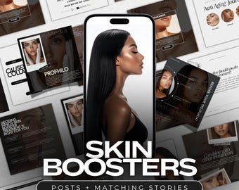 Skin Boosters Instagram Templates | Medspa Social Media Templates | Dermal Fillers Posts | Profhilo Posts | Nurse Injector Social Media Post