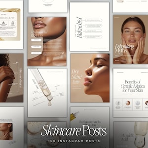 100 Skincare Instagram Templates, Esthetician Posts, Skincare Social Media Posts, Esthetician Templates Instagram, Skincare Canva Templates