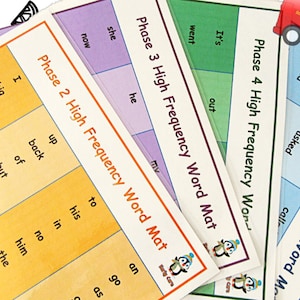 Phases 2 - 5 High Frequency Phonics Word Mat for Reception and Early Years Learning, Literacy resource KS1
