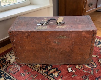 Antique Leather Travel Case Luggage Two Piece 1800's