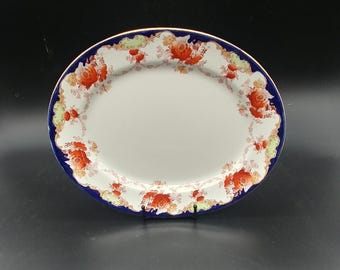 Bishop & Stonier 11 3/4" Plato Ovalado Circa 1890 Inglaterra Semi Porcelana