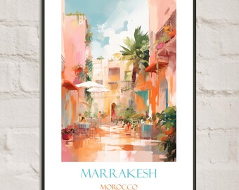 Marrakech Morrocco Wall Art Travel Poster Print Souvenir - Premium Matte Finish