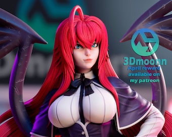 Rias Gremory, Highschool DxD, Fanart, Unpainted, Garage Kit, Scale Model, Resin Model, 3D Sculpt, 3DMoonn, 1/12, 1/6, NSFW, Pin-Up