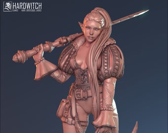 Labater, Demon Hunter, Demon Slayer, Swordswoman, Knight, Landsknecht, Fighter, DnD, Pathfinder, Tabletop, Fantasy Tabletop, 32mm, 75mm