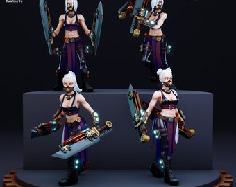 Aurora Squad Blade 02, Fighter, Berserker, Assassin, Pin-Up, DnD, Pathfinder, Starfinder, Sci-Fi, Tabletop, 32mm, Miniature, NSFW