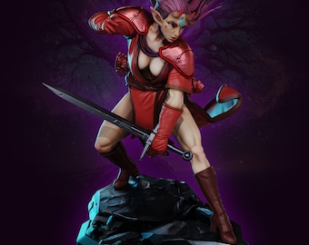 Saya, Demon Warrior, Female Assassin, Female Fighter, Female Rogue, Pin-UpDnD, Pathfinder, Fantasy, Tabletop, 32mm, 75mm, Miniature, NSFW